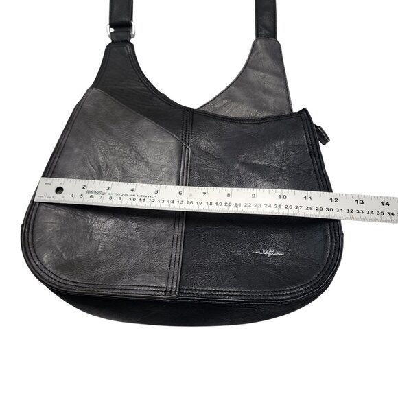 Espe Crossbody Shoulder Bag Black Vegan Leather Adjustable Strap Zip Pockets - Picture 13 of 16